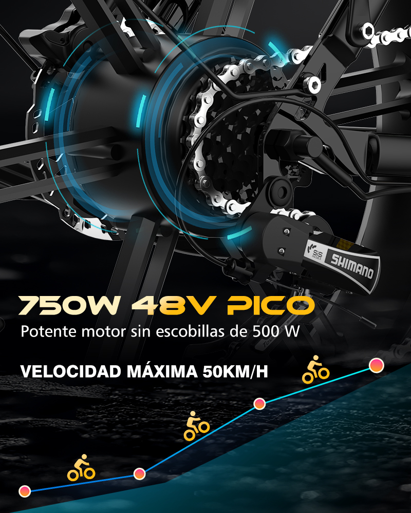 Bicicleta eléctrica KOOLUX BK6S PRO 250W Doble Batería 48V
