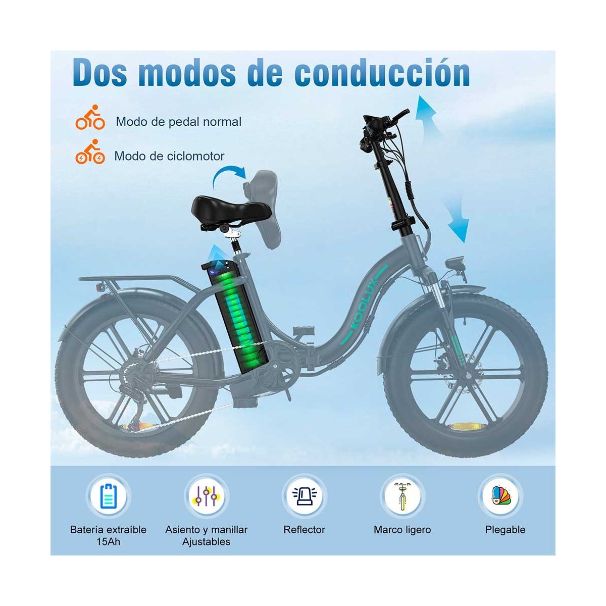 Bicicleta eléctrica plegable KOOLUX BK6S 250W 48V 15.6Ah